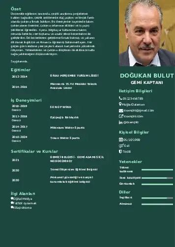 Gemi Kaptanı CV Örnekleri cv indir